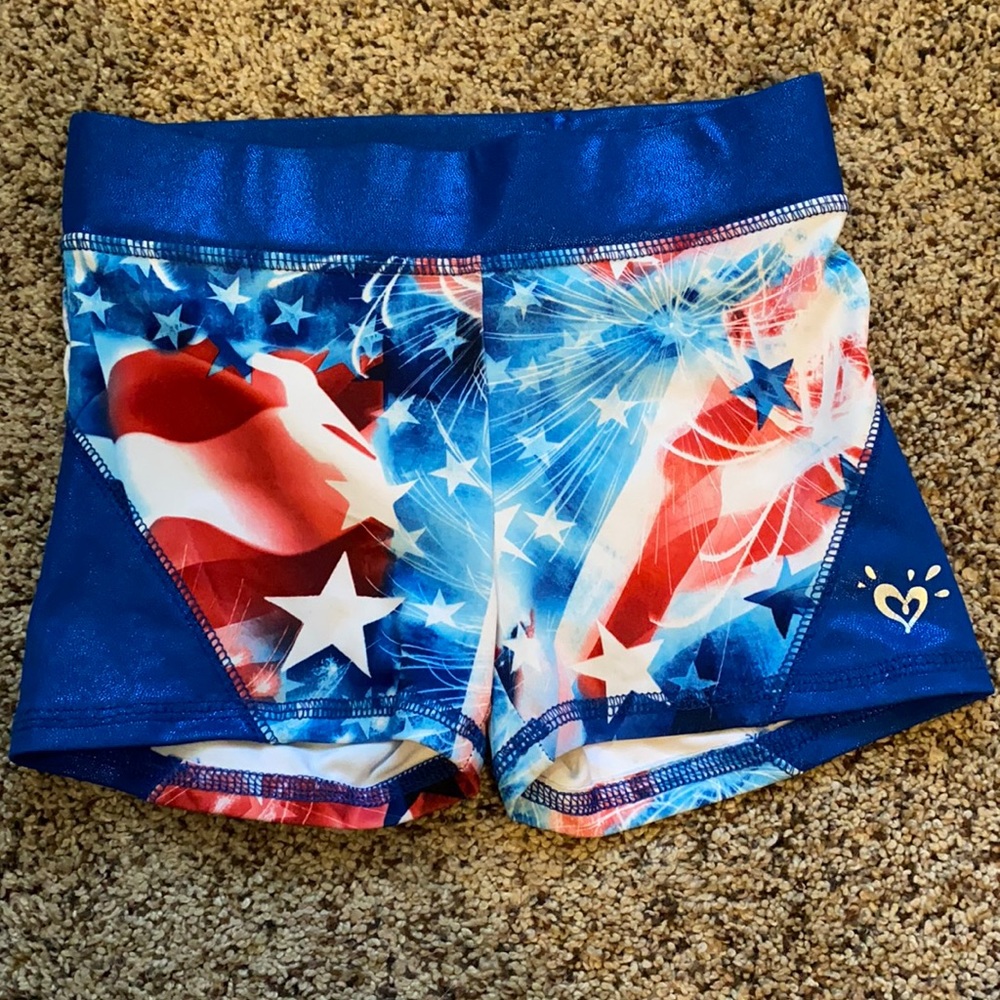 GIRLS JUSTICE USA FLAG CHEER DANCE SHORTS SIZE 5